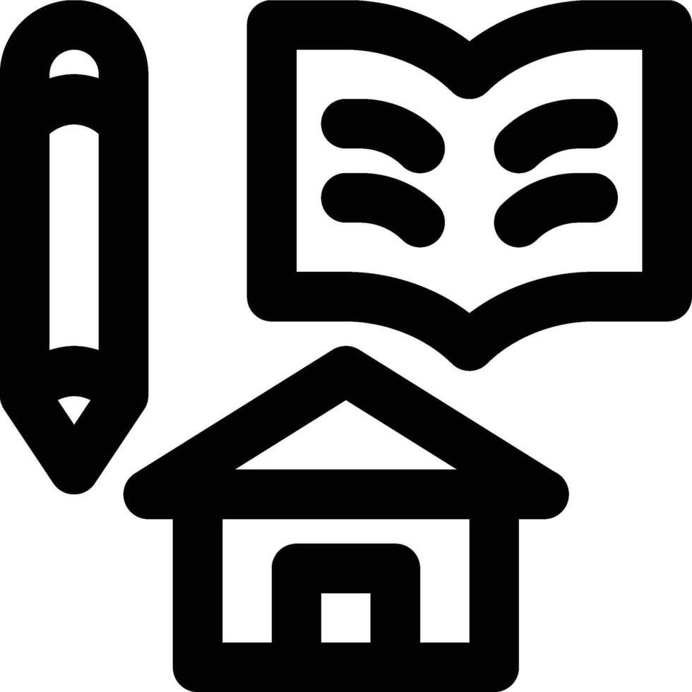 Homeschooling, Home Education, Home School Outline Icon vector