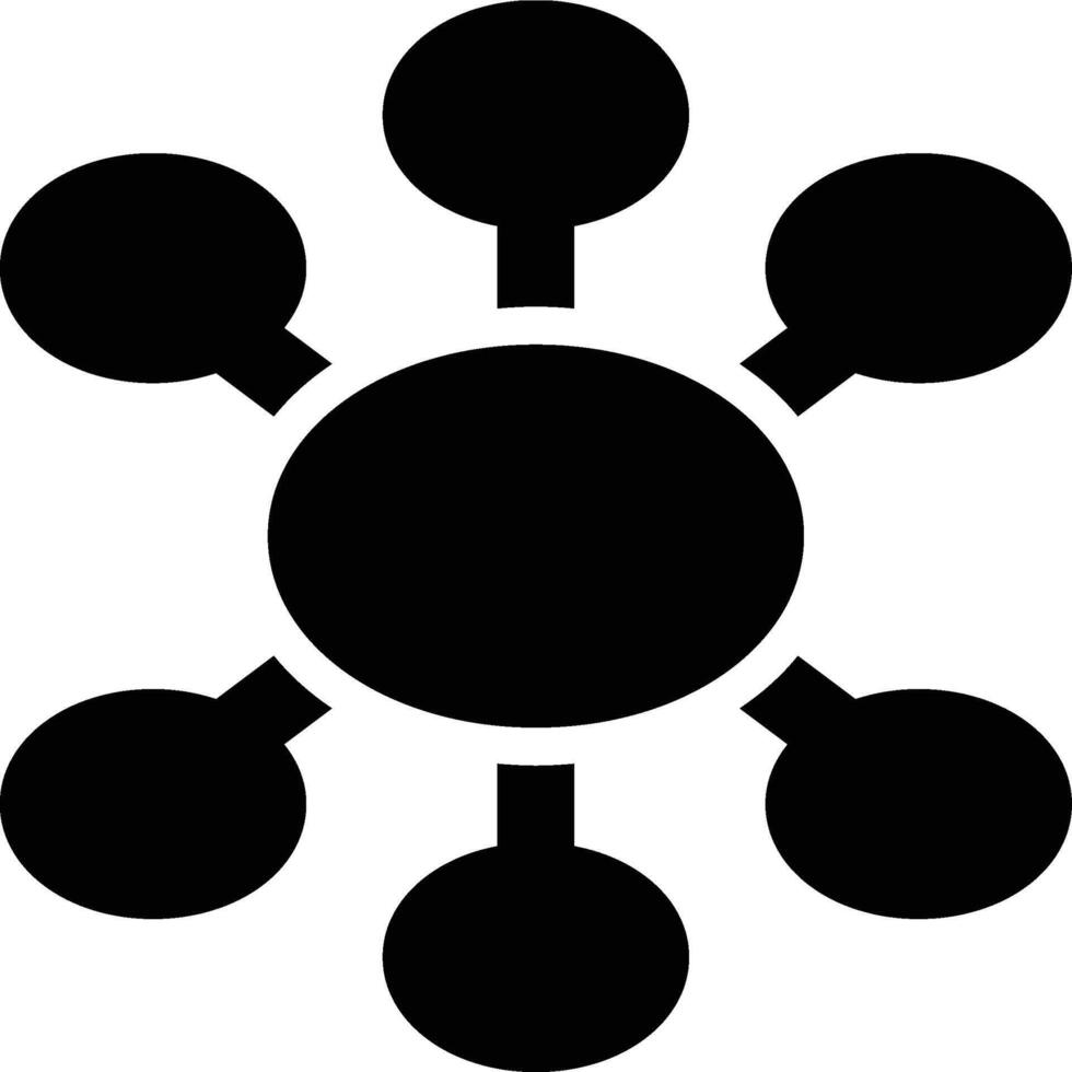 Mind Mapping, Concept Mapping, Diagram Glyph Solid Icon vector