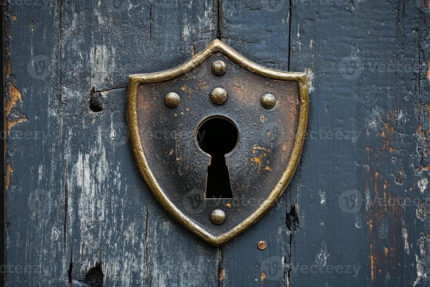 Security with a shield and keyhole. photo