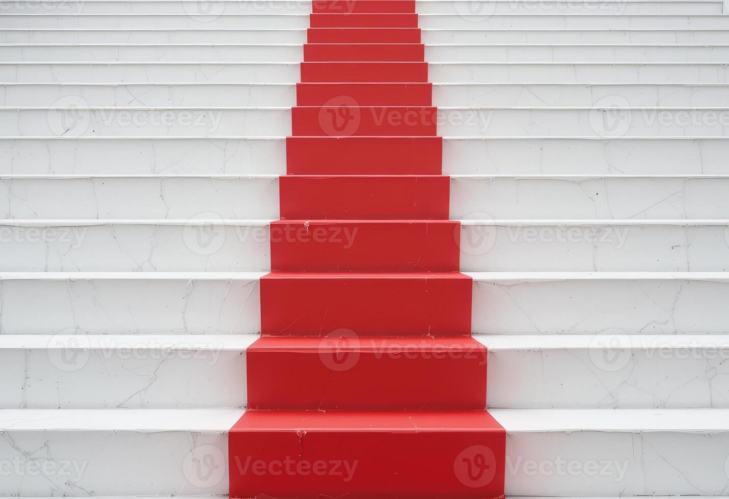 White and red steps lead upward. Red step stands out as next step. photo
