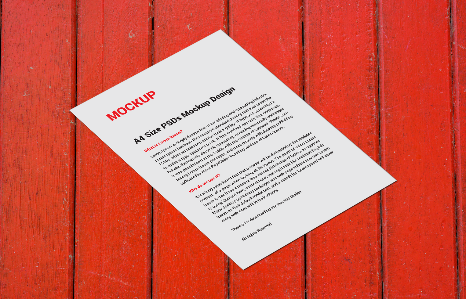 Premium Latest Top grade Menu poster pamphlet invoice Letterhead fax cover flyer Leaflets and Letters one side 3D Mockup with red wooden background psd
