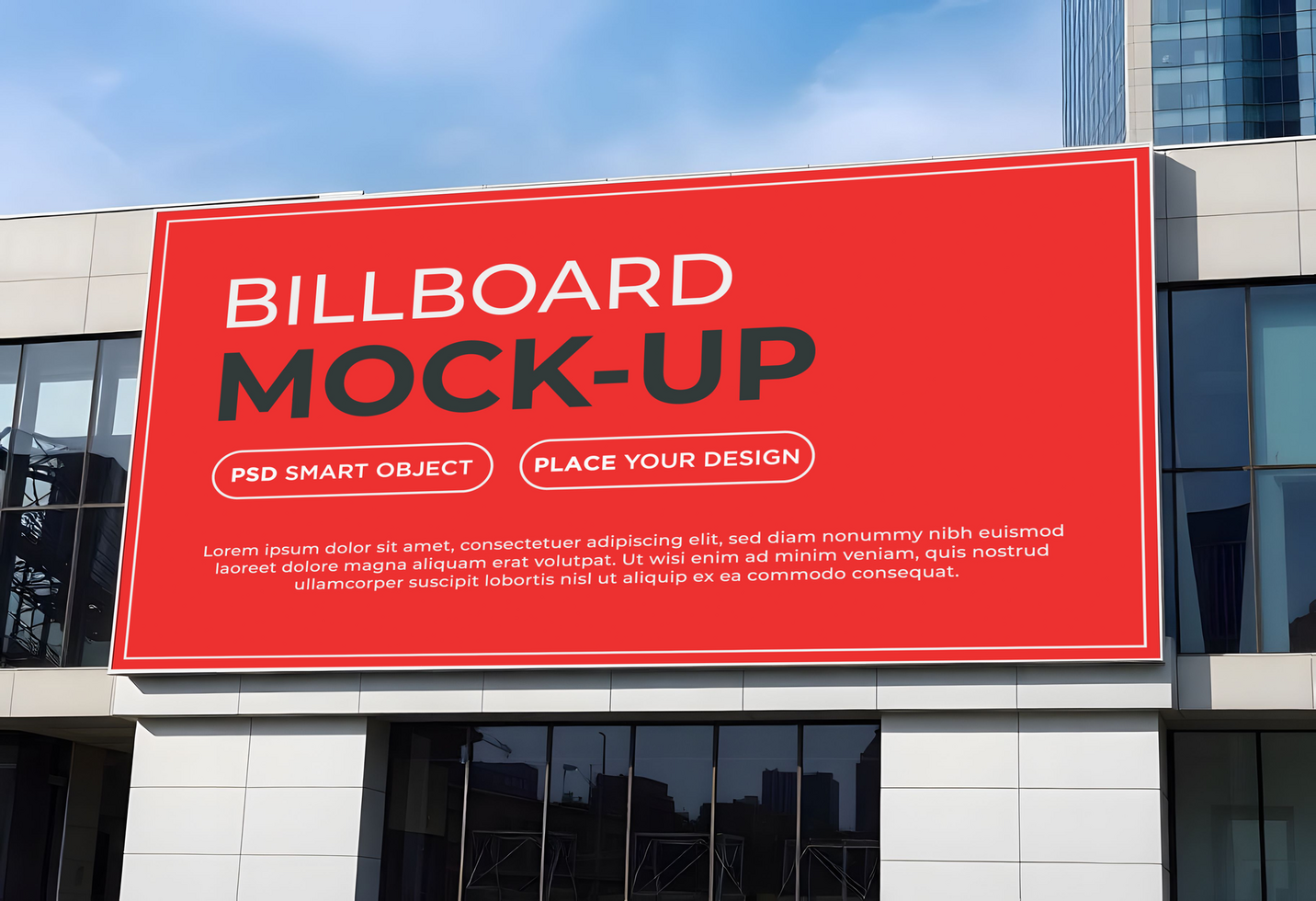 Billboard on wall mockup psd