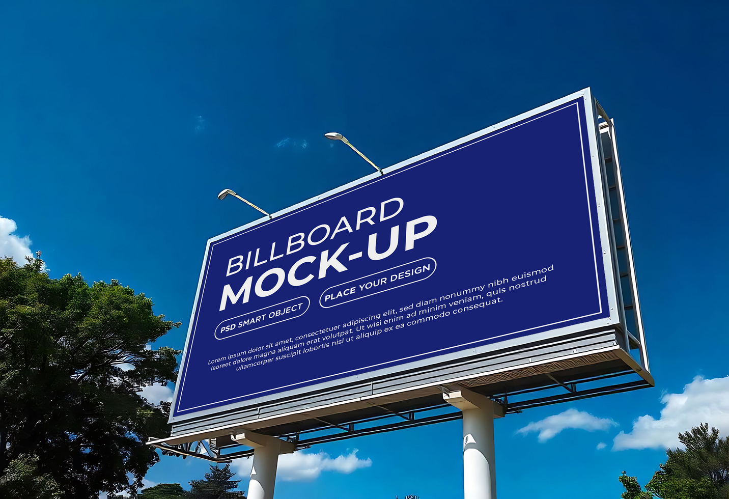 Billboard infront of trees mockup design psd