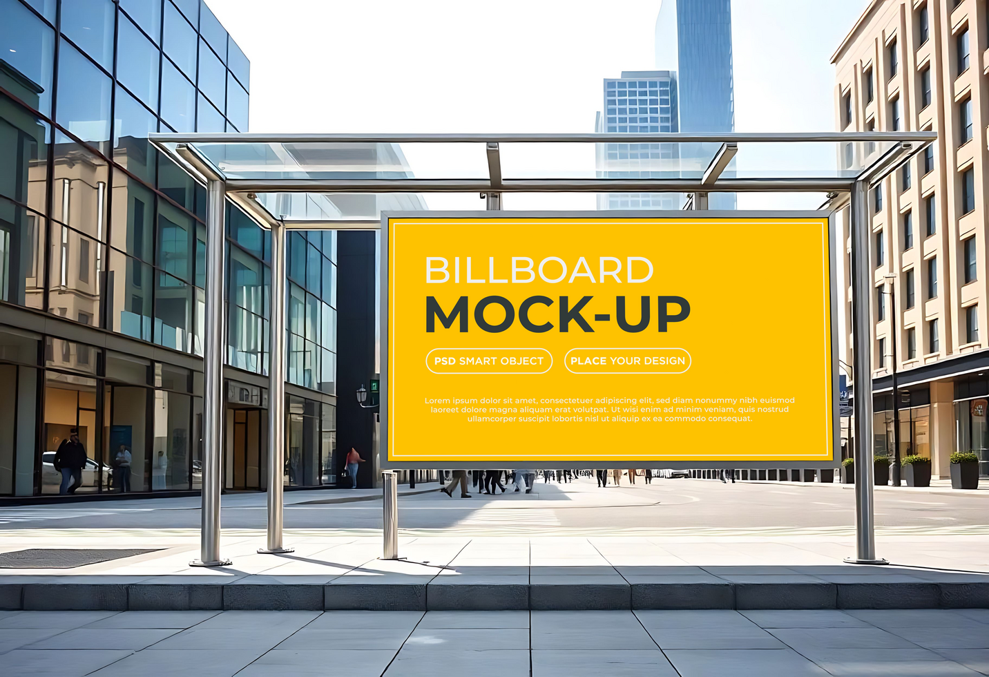 Billboard on bus stop mockup design psd