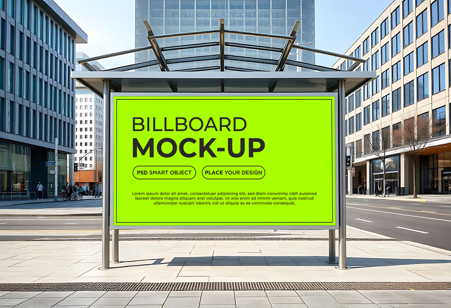 New Billboard on bus stop mockup psd