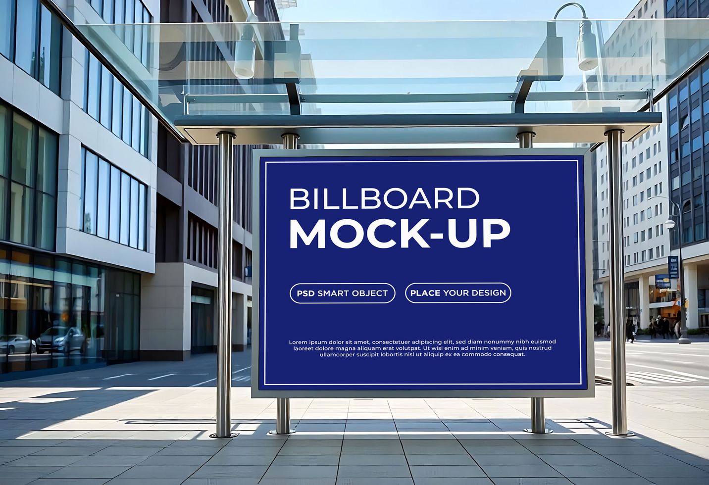 New Billboard on bus stop mockup design psd