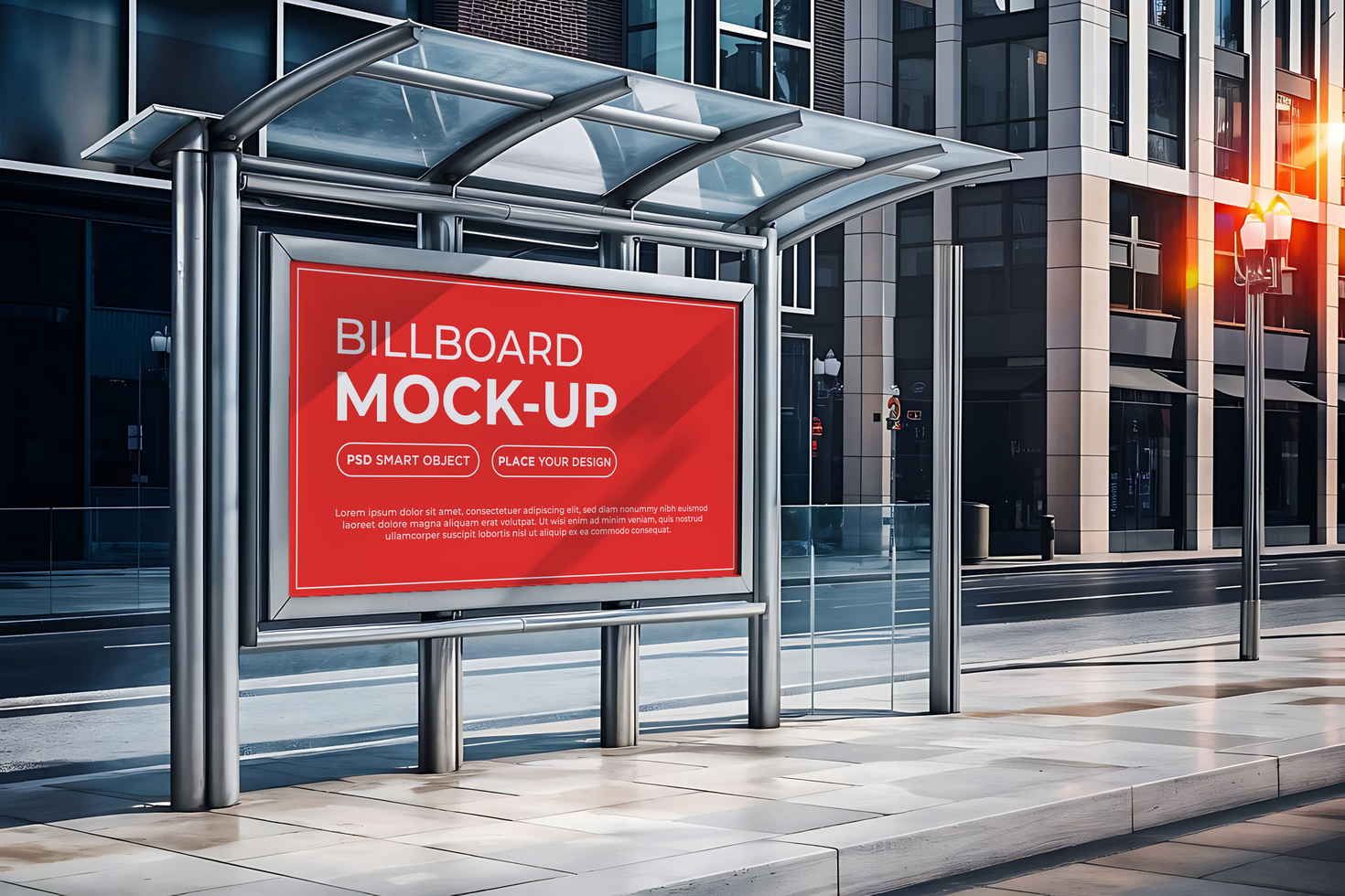 New Vertical Billboard on bus stop mockup psd