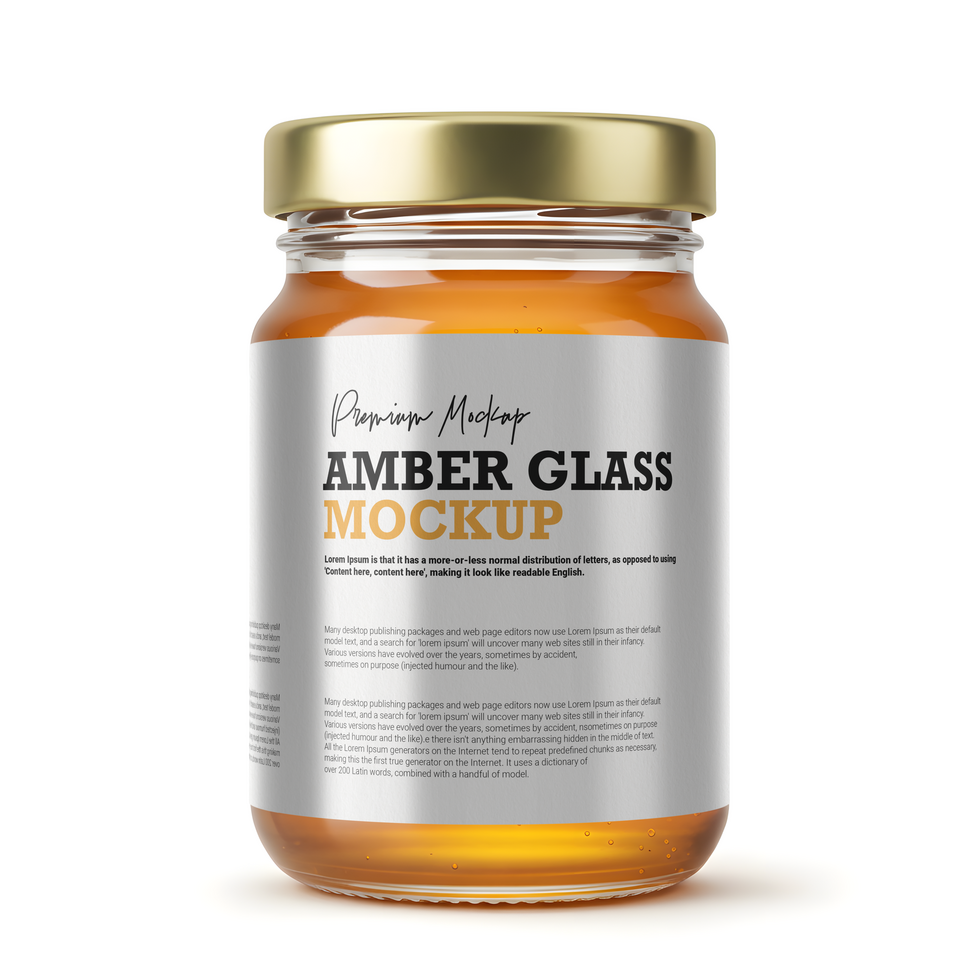 Amber glass jar mockup psd