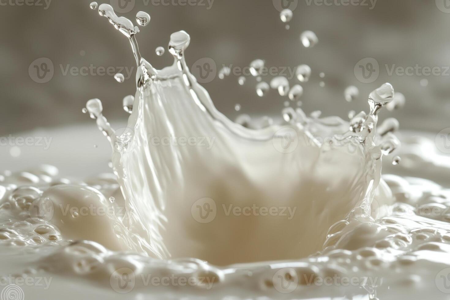 A close-up shot of milk splashing, capturing the moment of impact and fluid dynamics. photo
