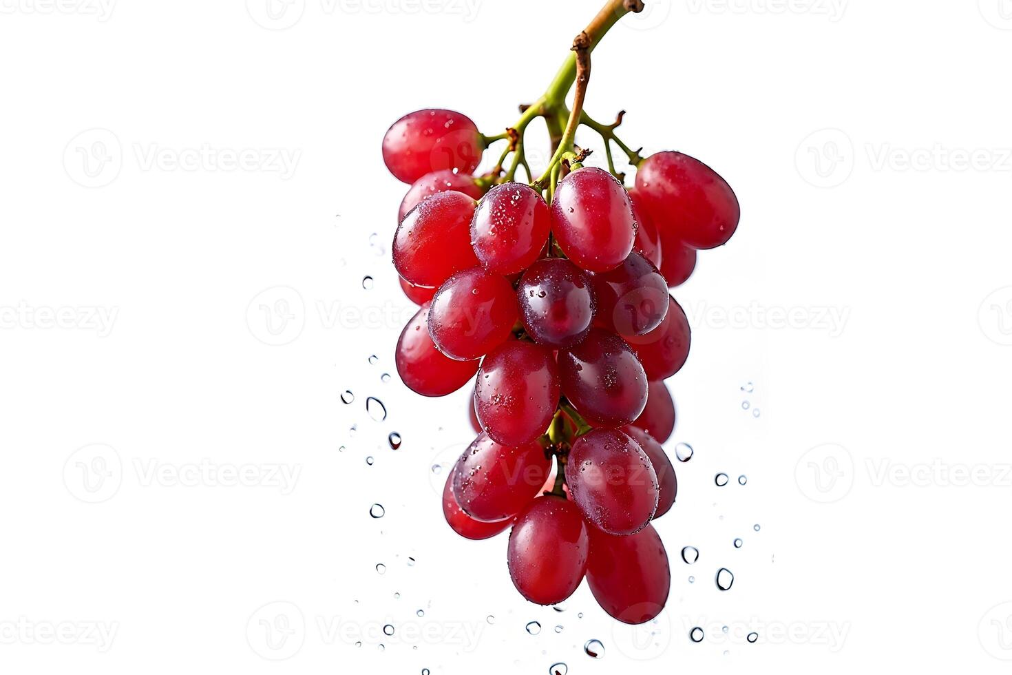 Fresh red grapes glistening invite mindful eating close photo