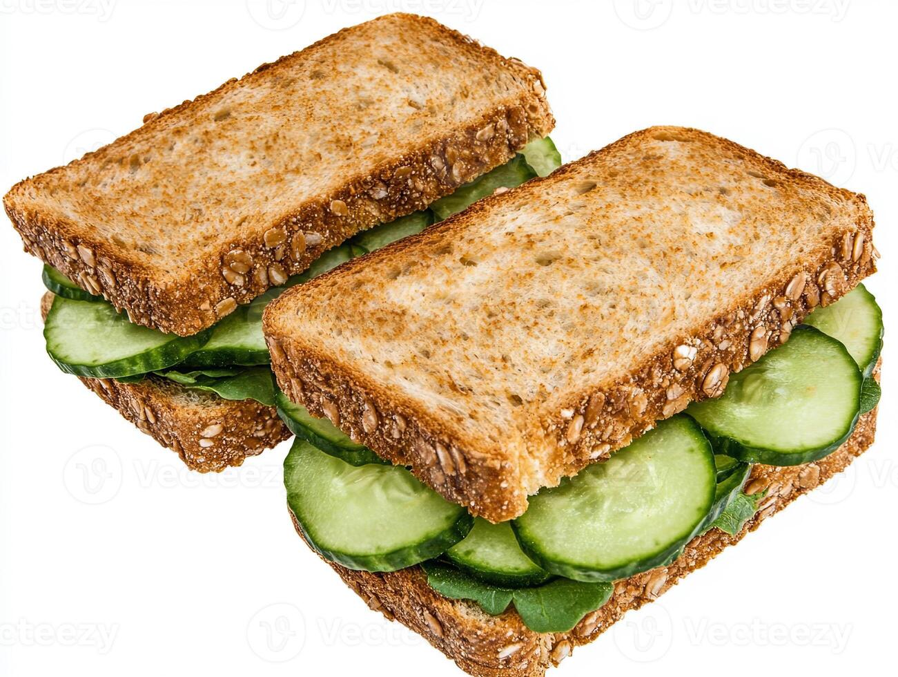 Fresh cucumber sandwich on whole grain bread, healthy snack option photo