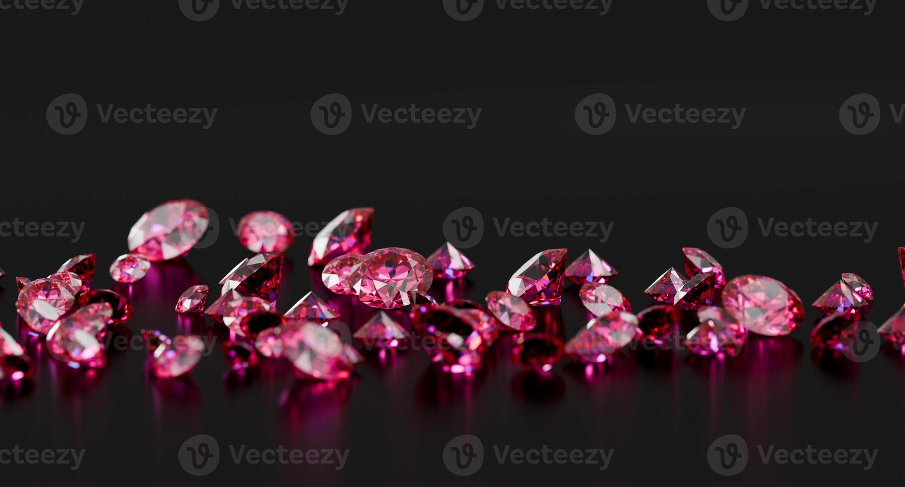 Red ruby diamond Gem placed on glossy background 3d rendering soft focus photo