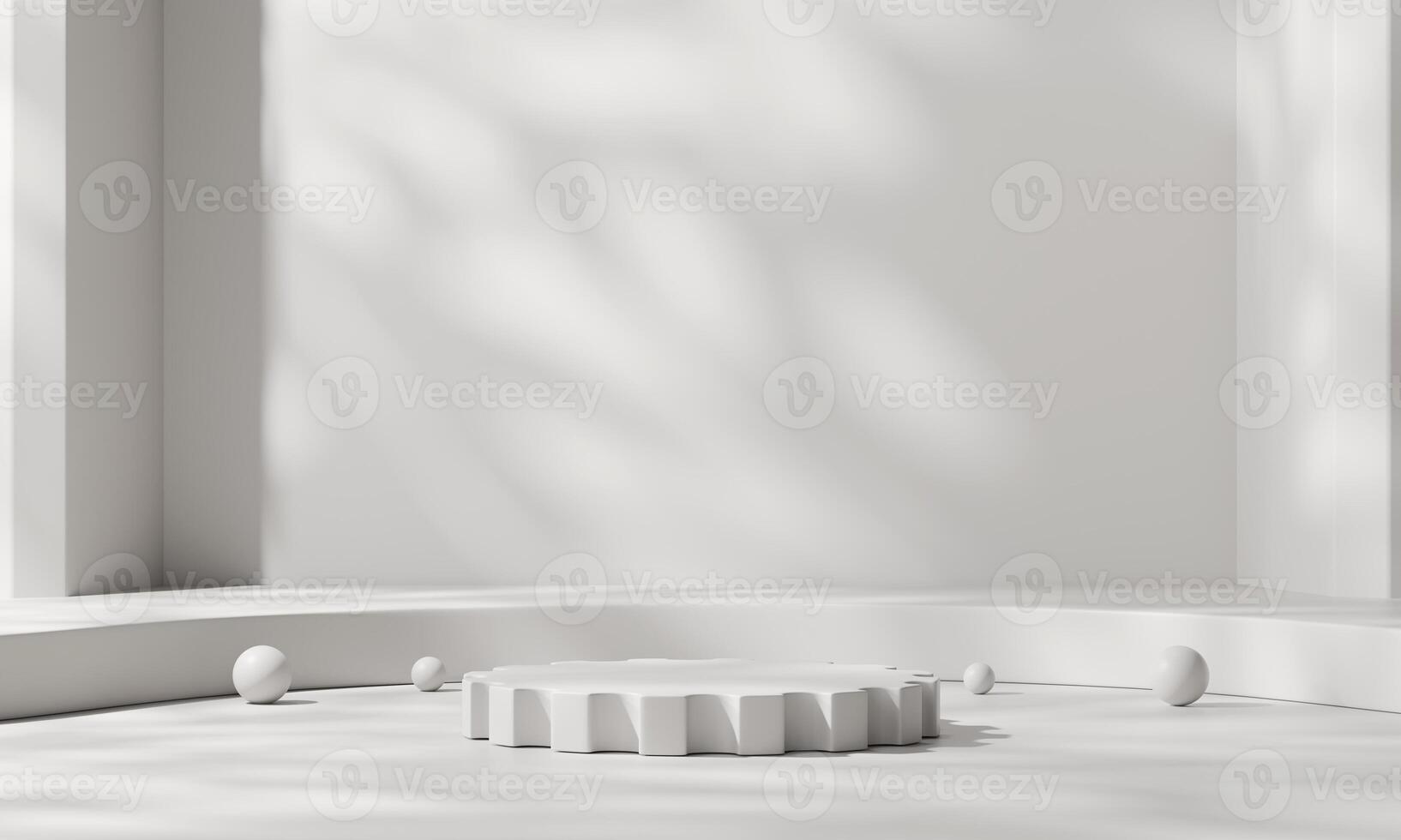 Minimal White Podium Platform For Product Display 3D Rendering photo