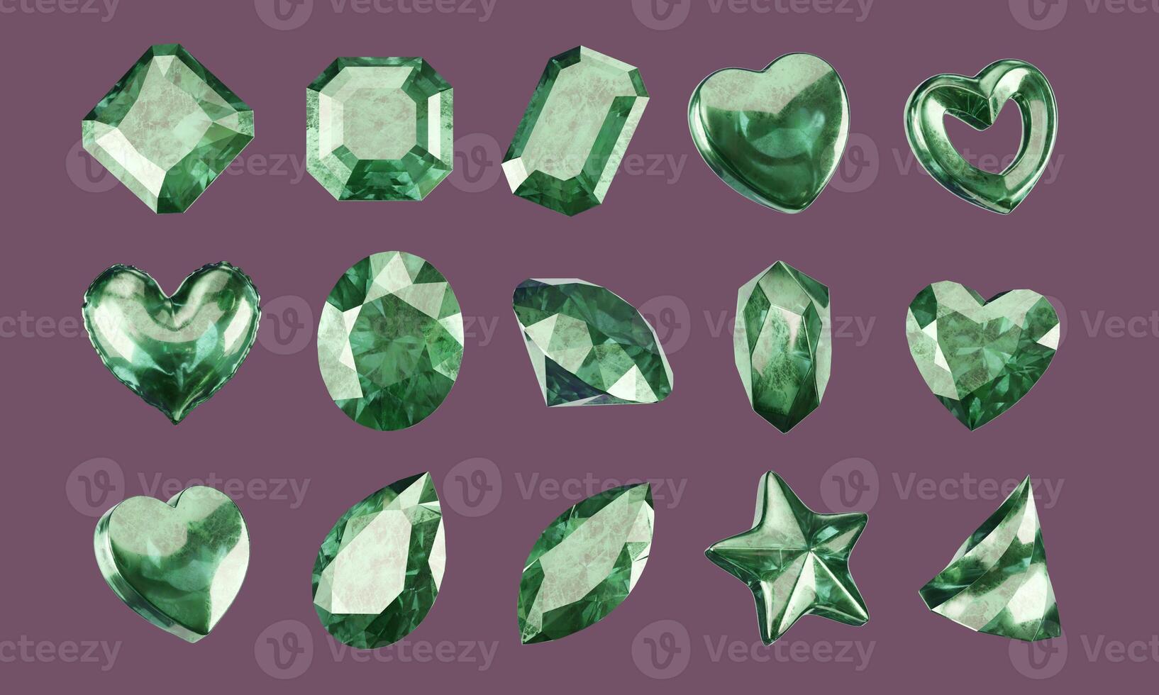 Green element set pack isolated background 3d rendering photo
