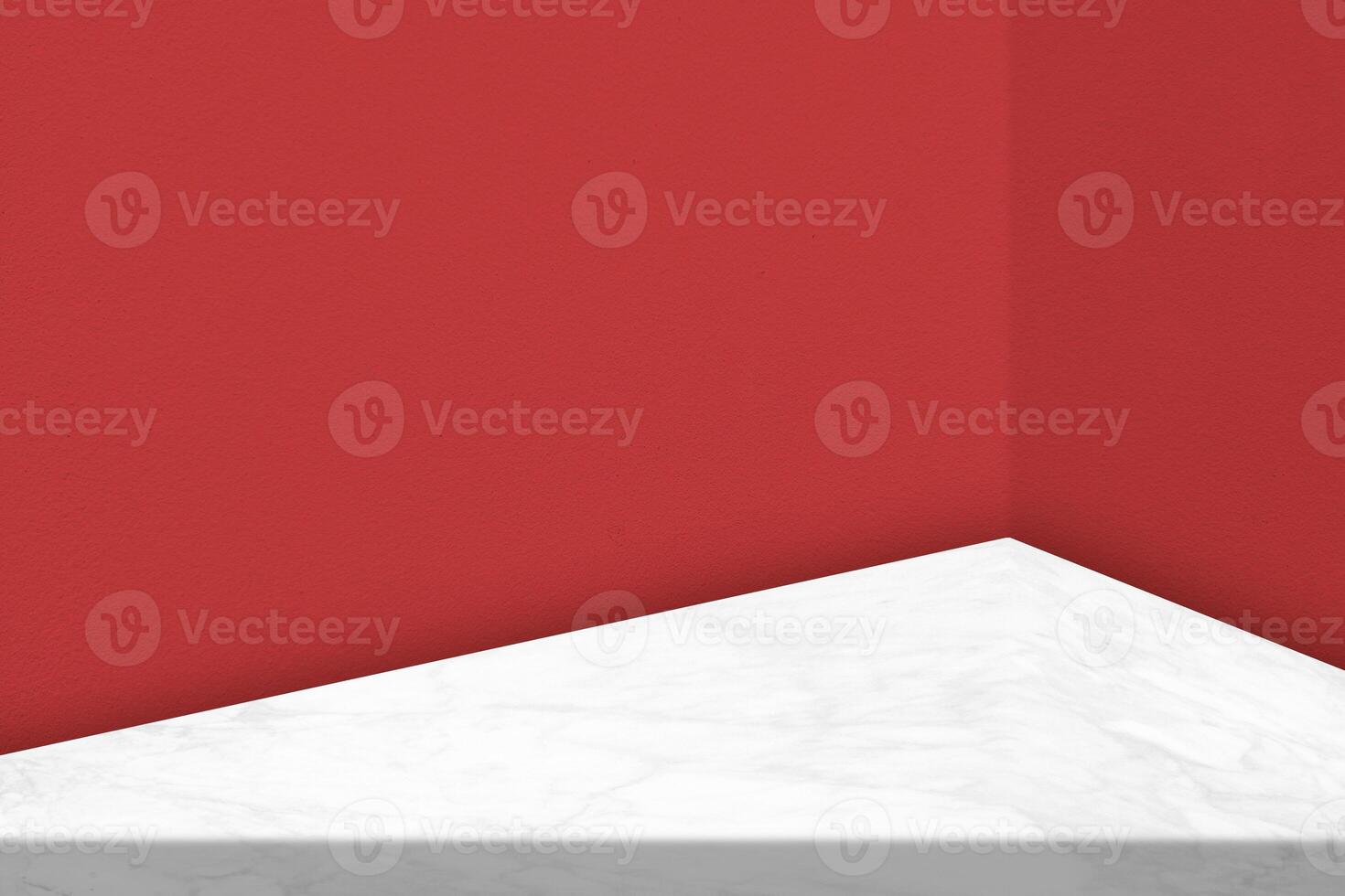 Minimal Marble Table with Red Wall at the Corner Background photo