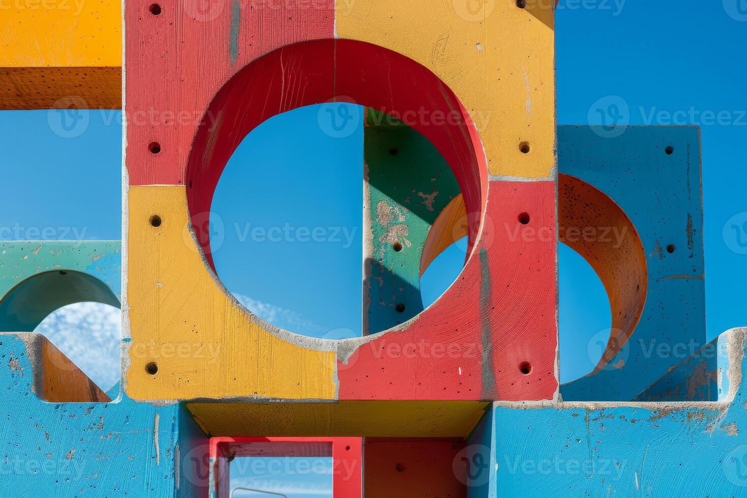 Vivid Geometric Play. A Colorful Playground Through An Abstract Lens. photo