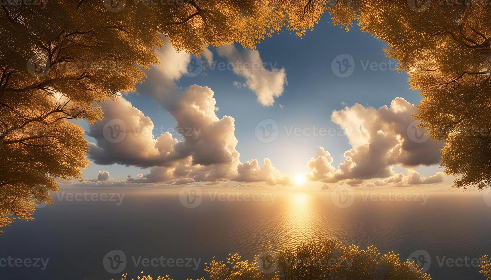 Golden Sunset Over Rolling Hills Peaceful Rural Landscape photo