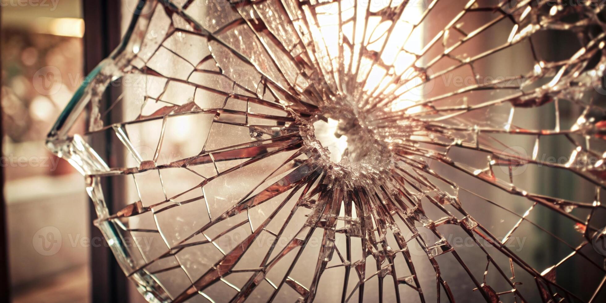 Shattered Glass Close Up Damage Impact Abstract Symbol photo