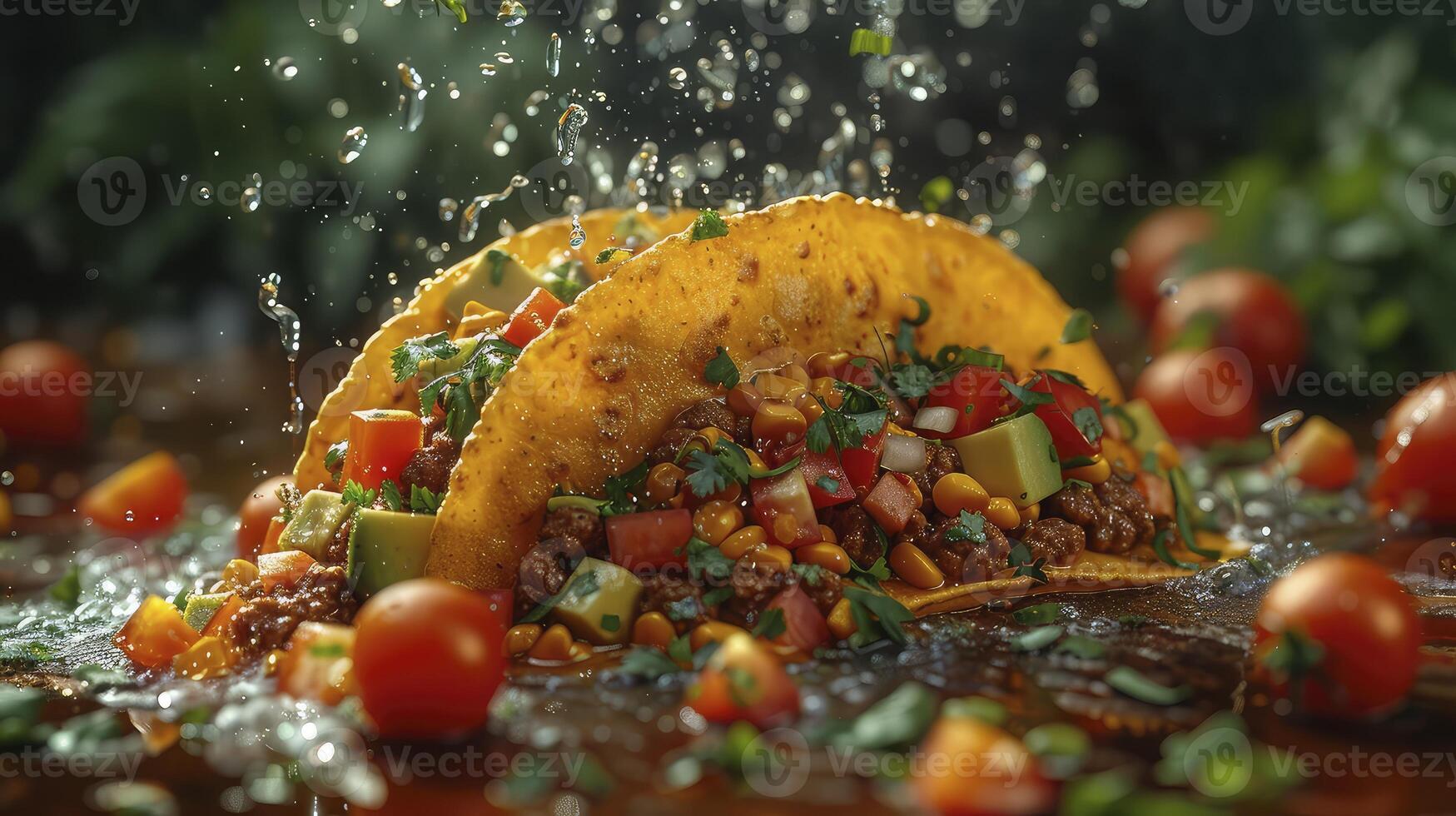 A taco is being sprayed with water photo