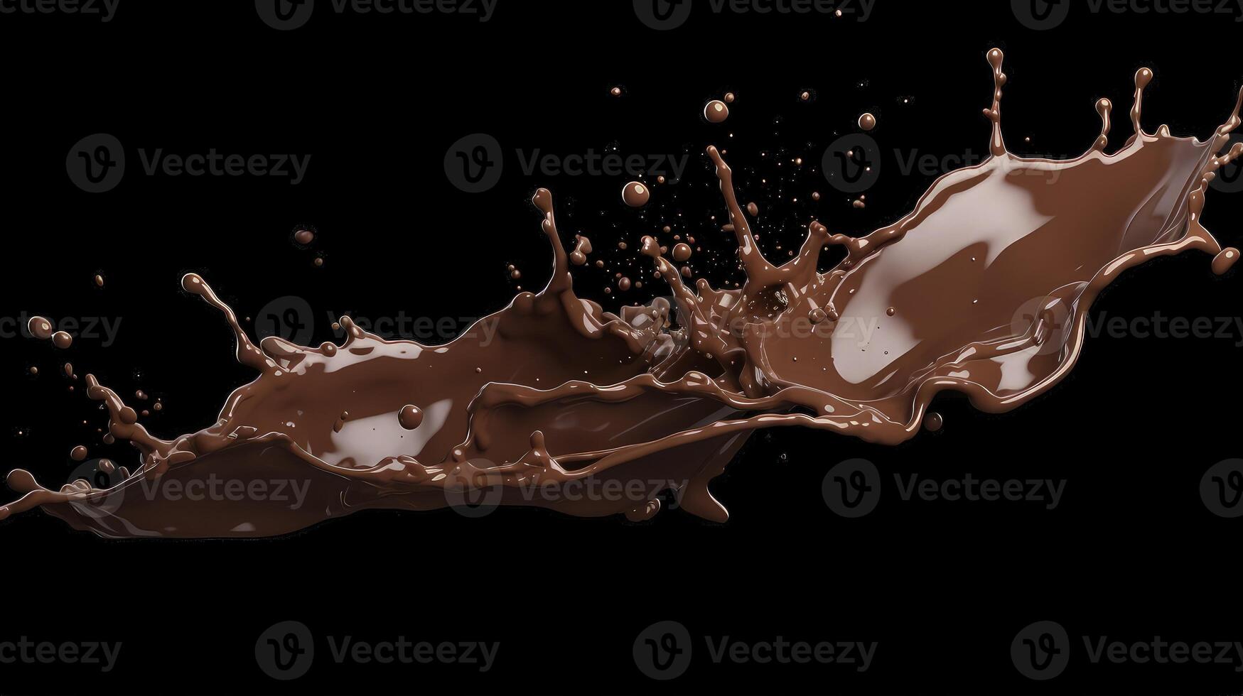 Chocolate splash isolated on black background photo