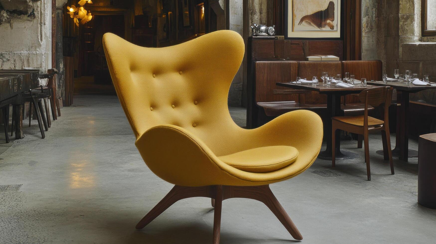 Stylish Mustard Yellow Egg Chair Modern Design Home Decor photo