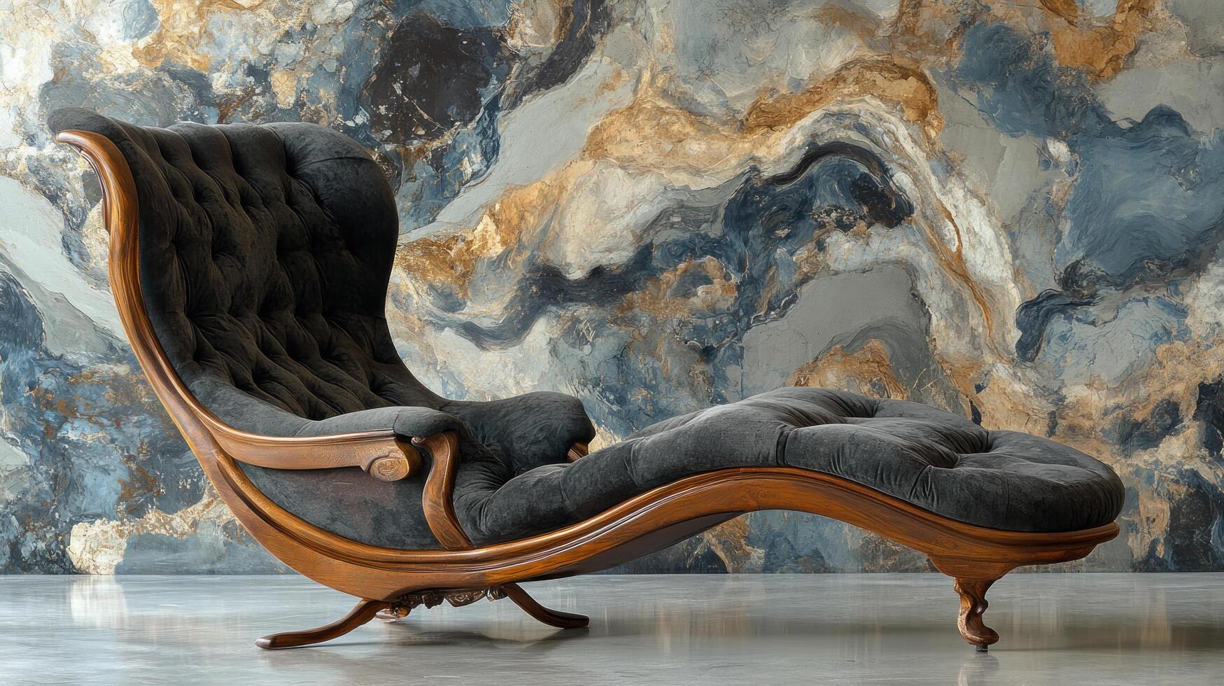 Elegant Chaise Lounge in Dark Velvet Luxury Furniture photo