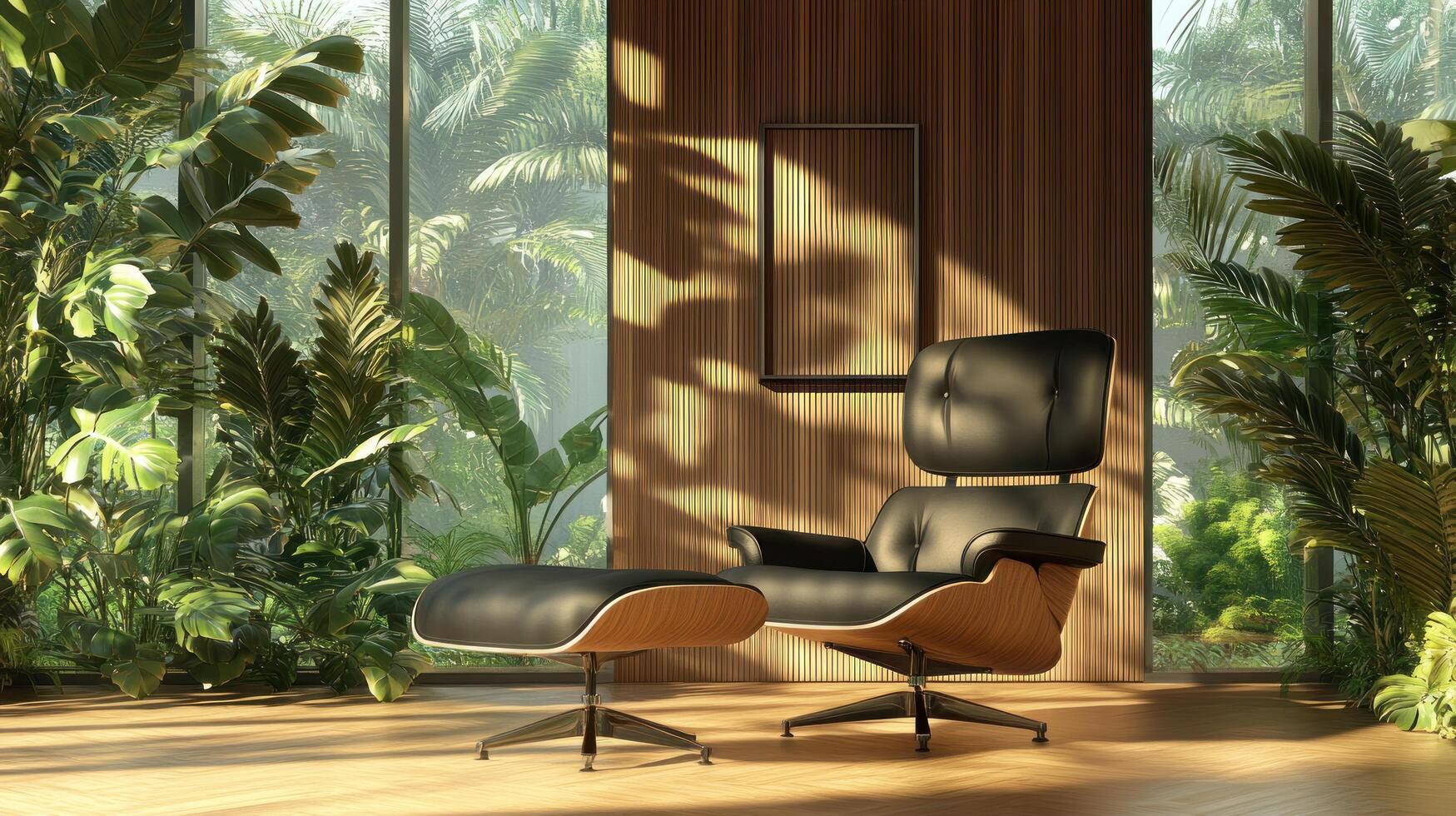 Relaxing Eames Lounge Chair in Tropical Setting photo