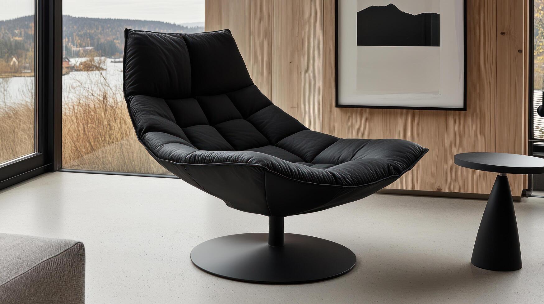 Modern Black Swivel Lounge Chair for Modern Living Rooms photo