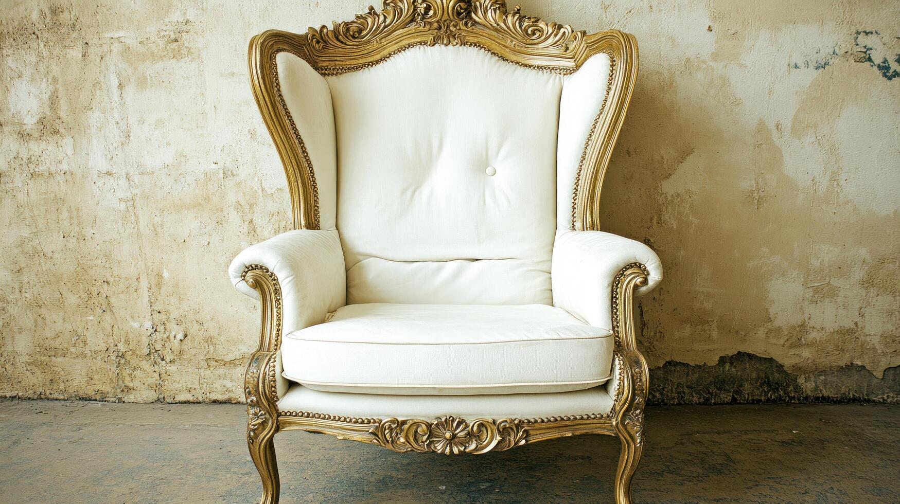 Elegant Gold Wingback Chair Antique Furniture Interior Design photo