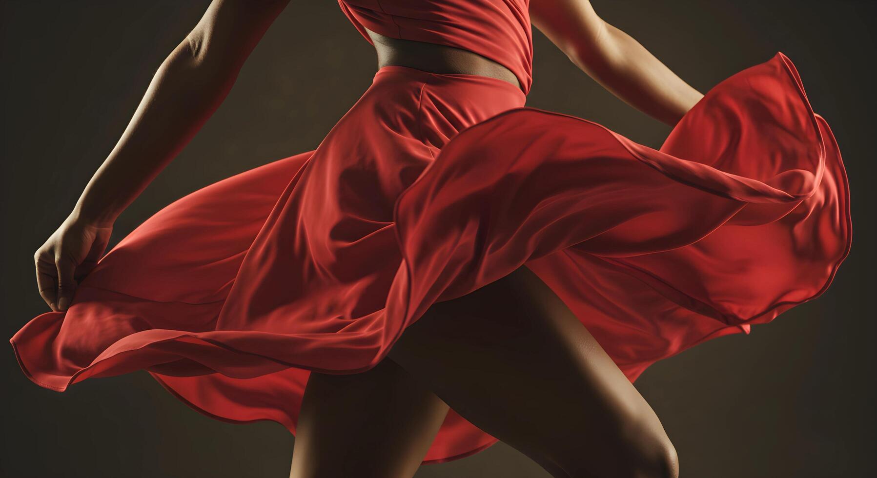 Elegant hip movement of a female dancer captured in mid-motion, emphasizing grace, energy, and expression. Female hips. photo