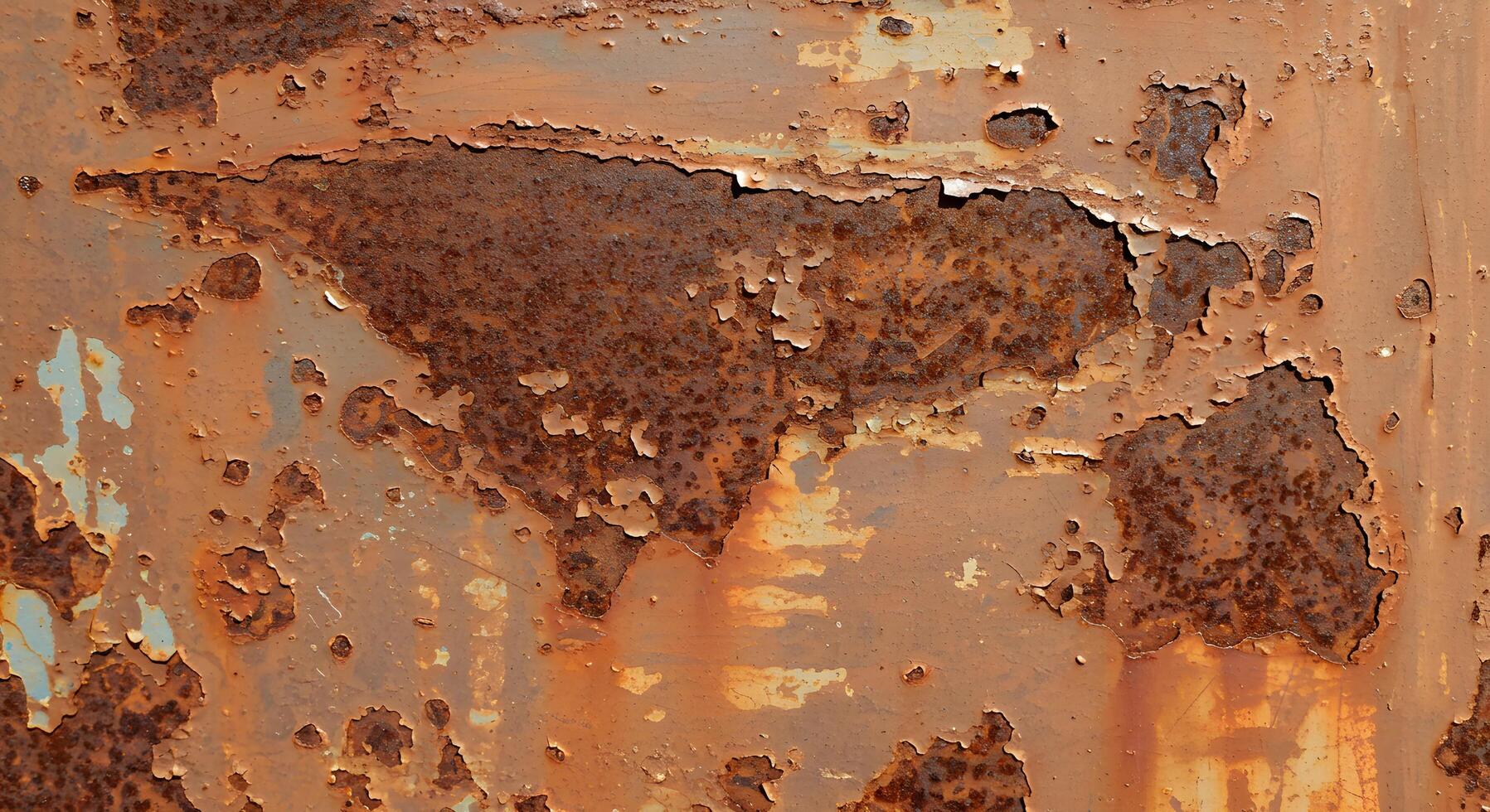 Aged and corroded steel surface with cracked and flaking paint, creating an industrial and weathered look. Withered steel texture. photo
