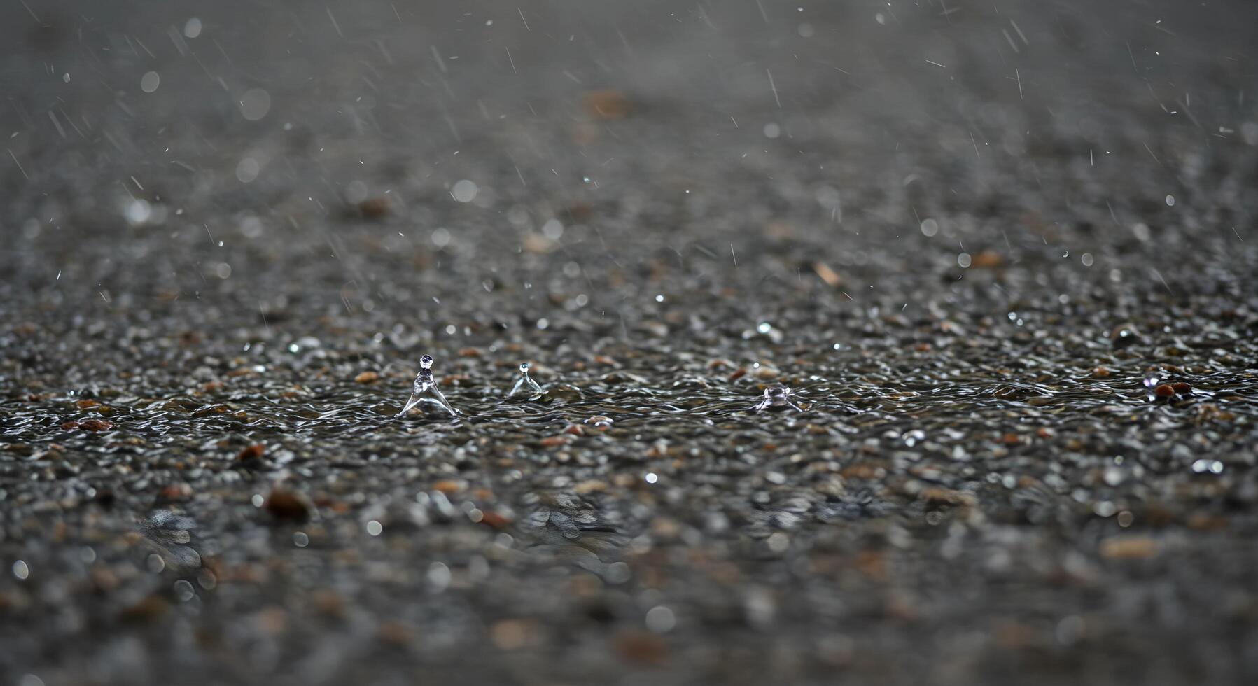 Macro view of rainwater pooling on a rugged outdoor surface with tiny ripples, ideal for nature and climate-themed projects. photo