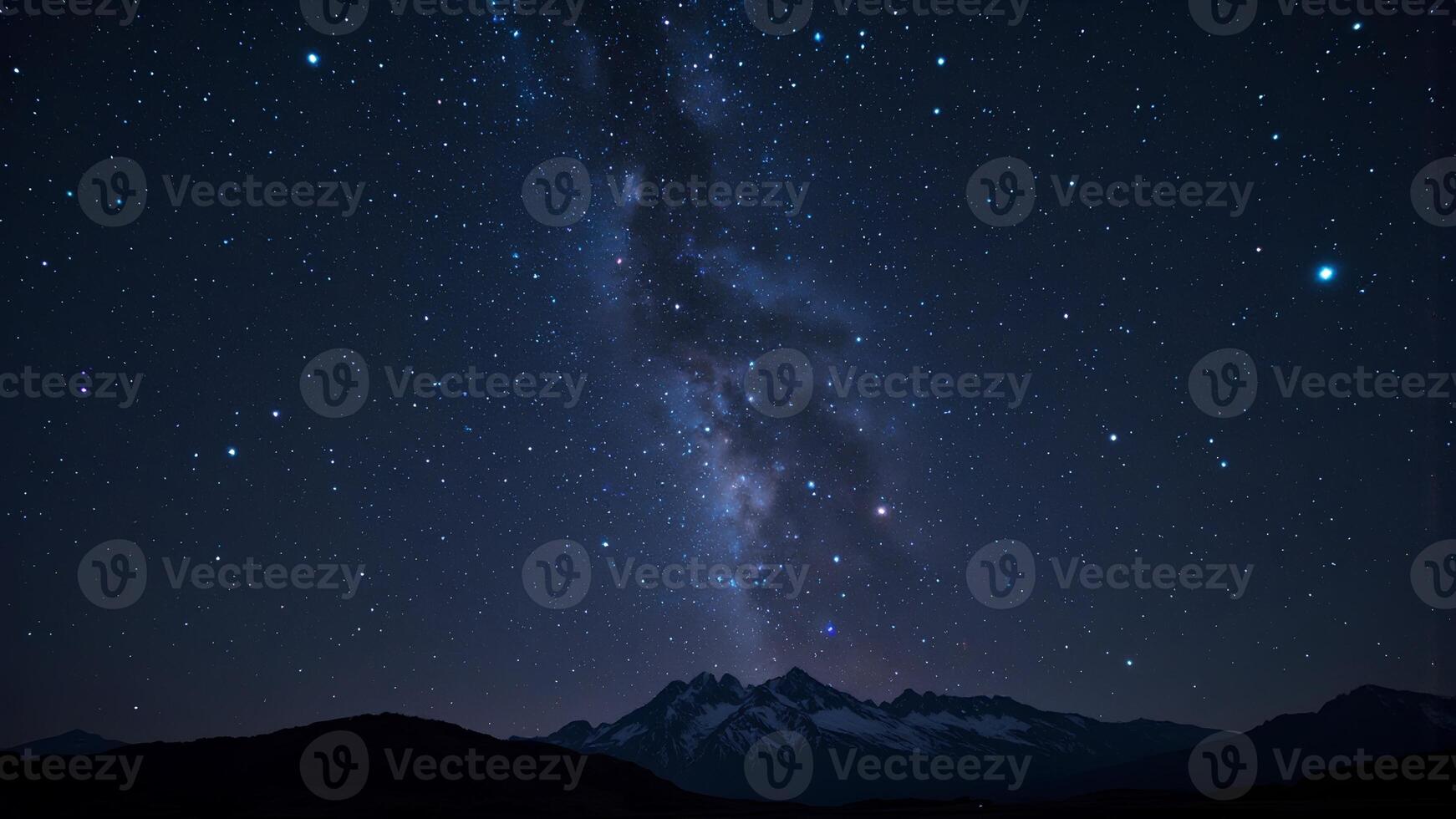 Night Sky Full of Stars Over Majestic Mountain Range Landscape photo