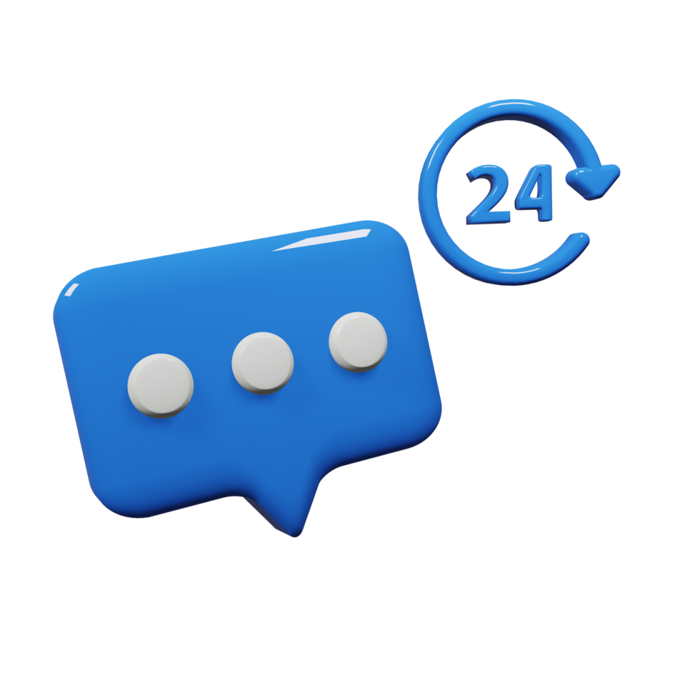 3D Blue Speech Bubble with 24 Notification png