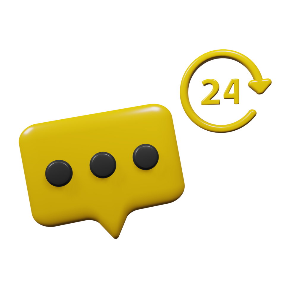 Yellow 3D Chat Bubble with Notification Icon png
