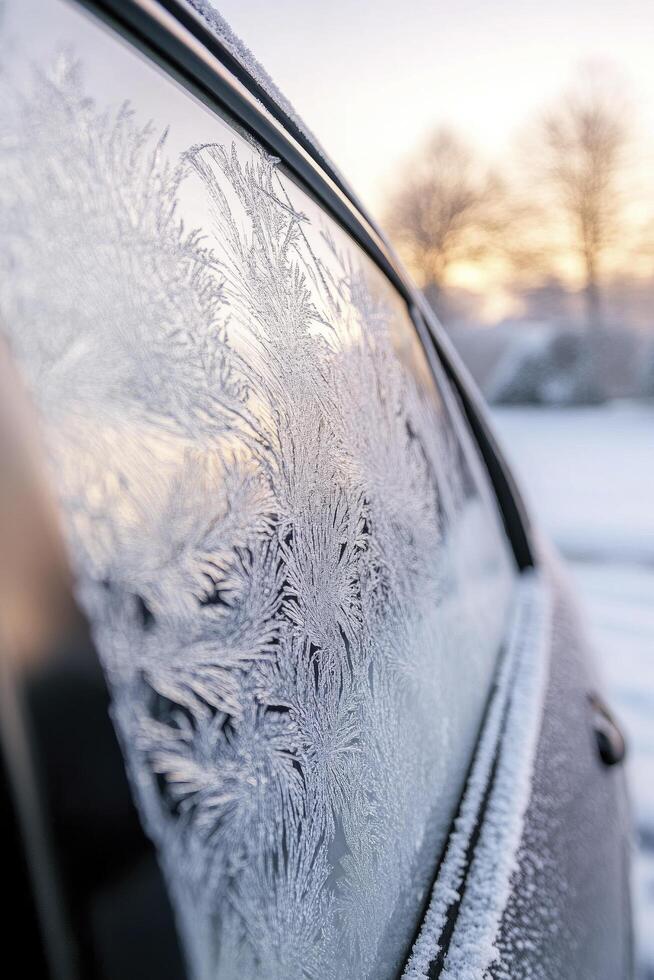 A car window with frost on it photo