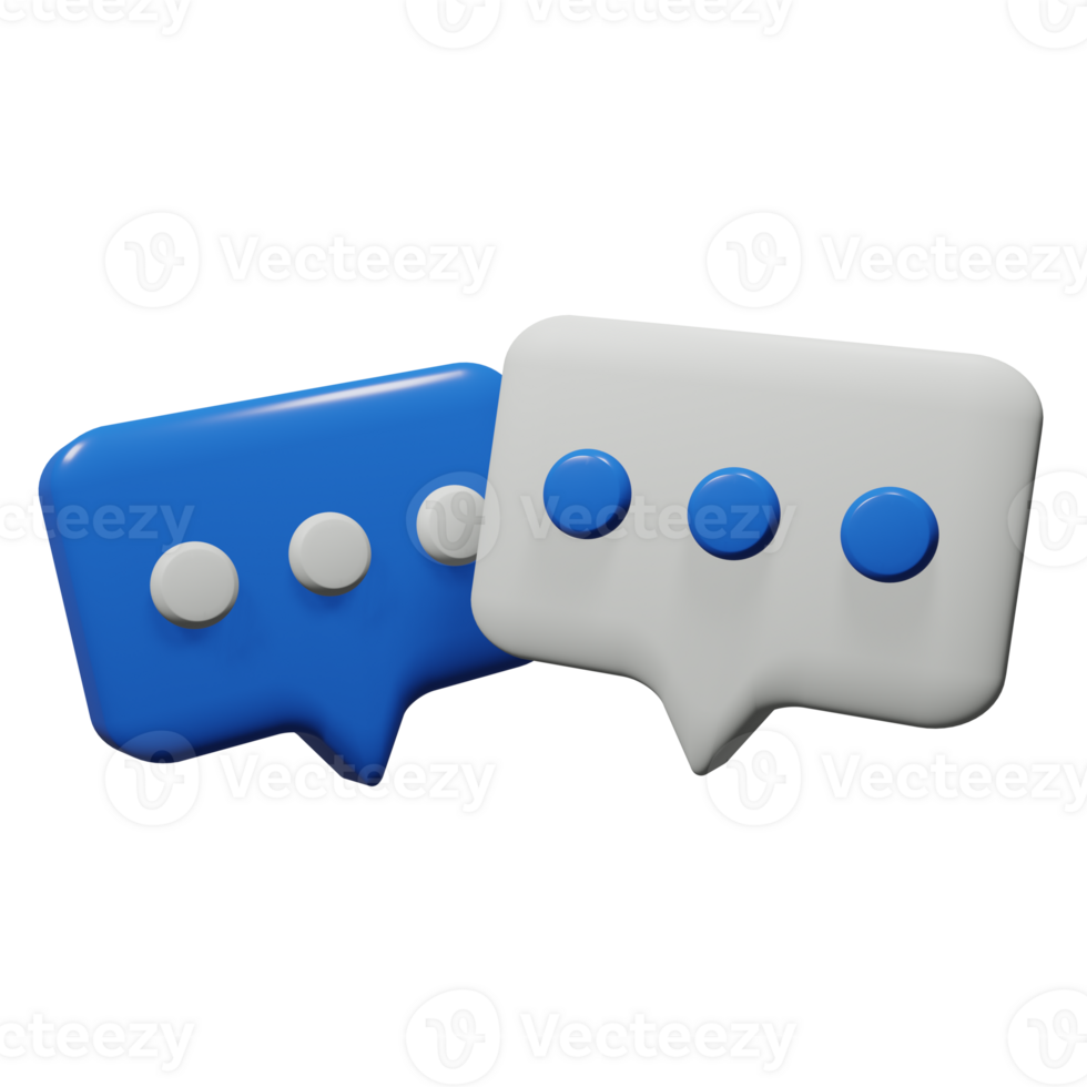 3D Blue and White Chat Bubbles for Messaging png
