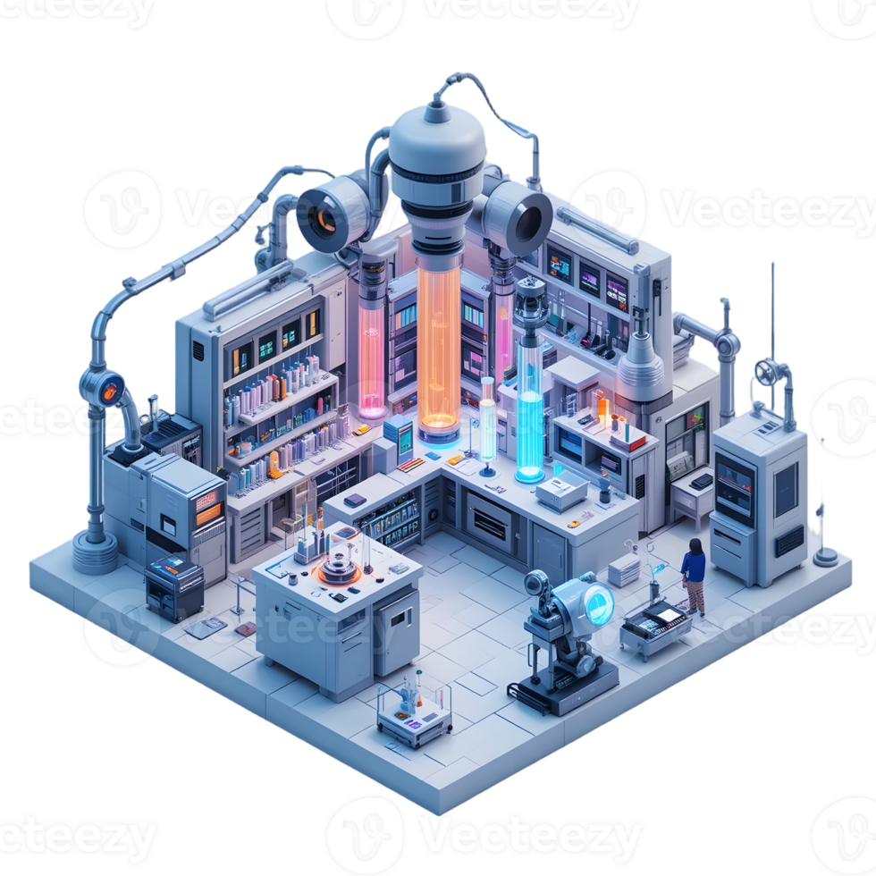 An isometric illustration of a laboratory png