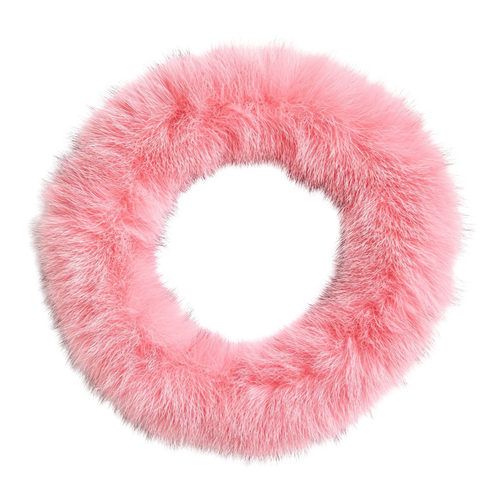 Pink fur frame isolated on transparent background. png