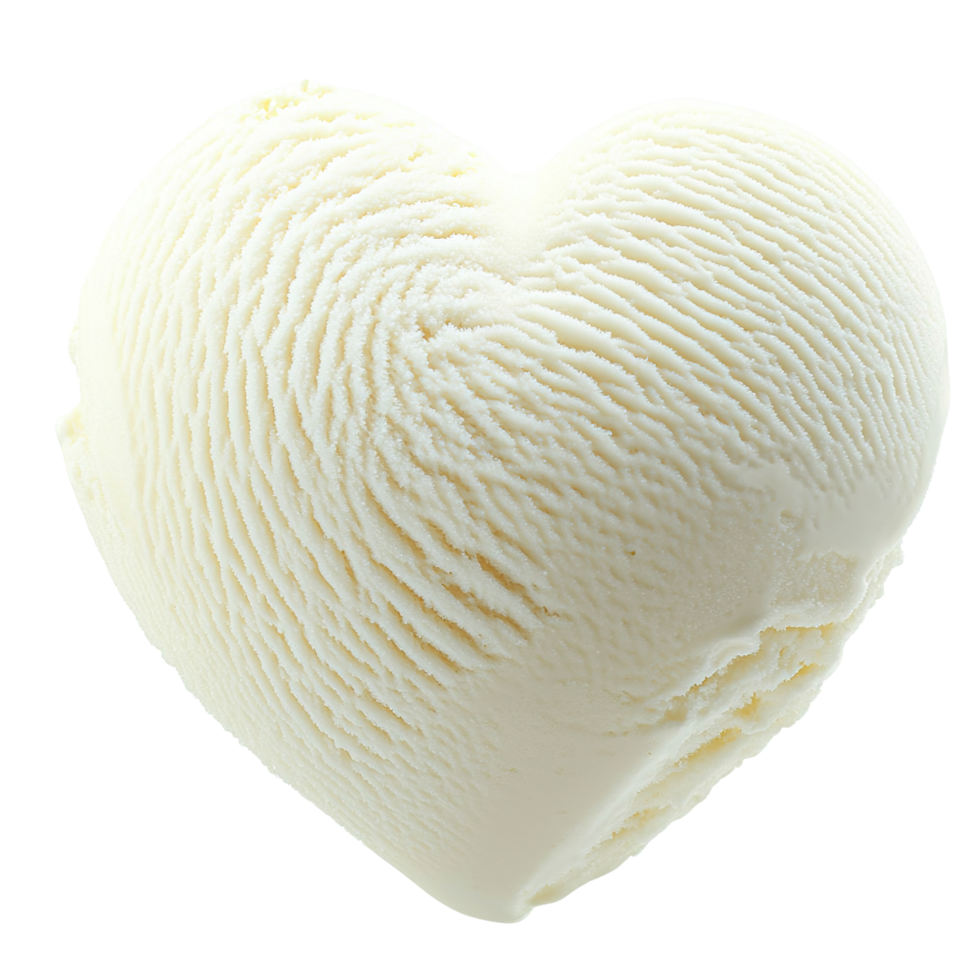 Heart shaped vanilla ice cream on a transparent background. png