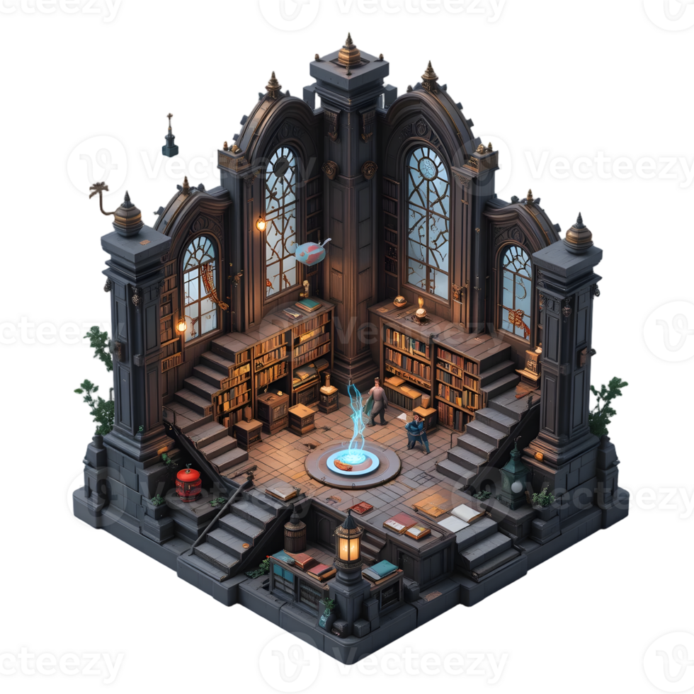 The library is shown in this 3d render png