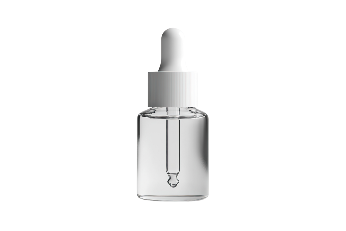 Glass dropper bottle with a pipette isolated on transparent background. png