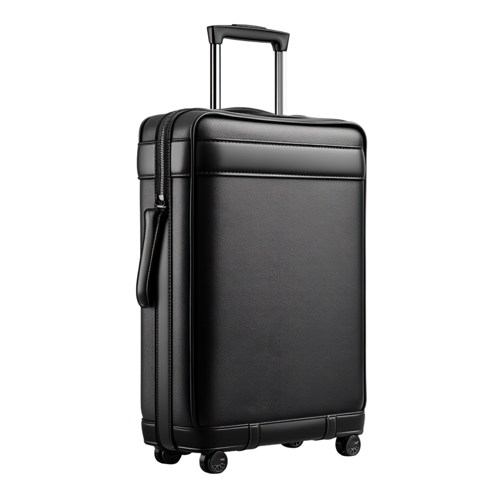 Black Modern Rolling Suitcase isolated on transparent background. png