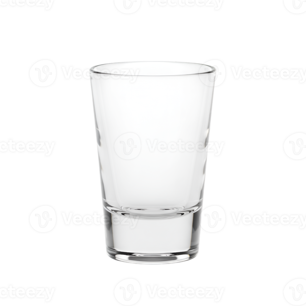 Elegant transparent shot glass with a sleek and modern design on a transparent background png