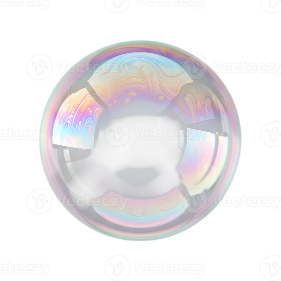 Iridescent Soap Bubble Floating Gently in the Air on Transparent Background png