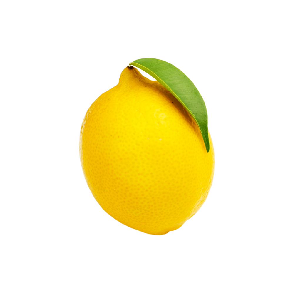 Lemon with Green Leaves Refreshing Citrus Fruit png