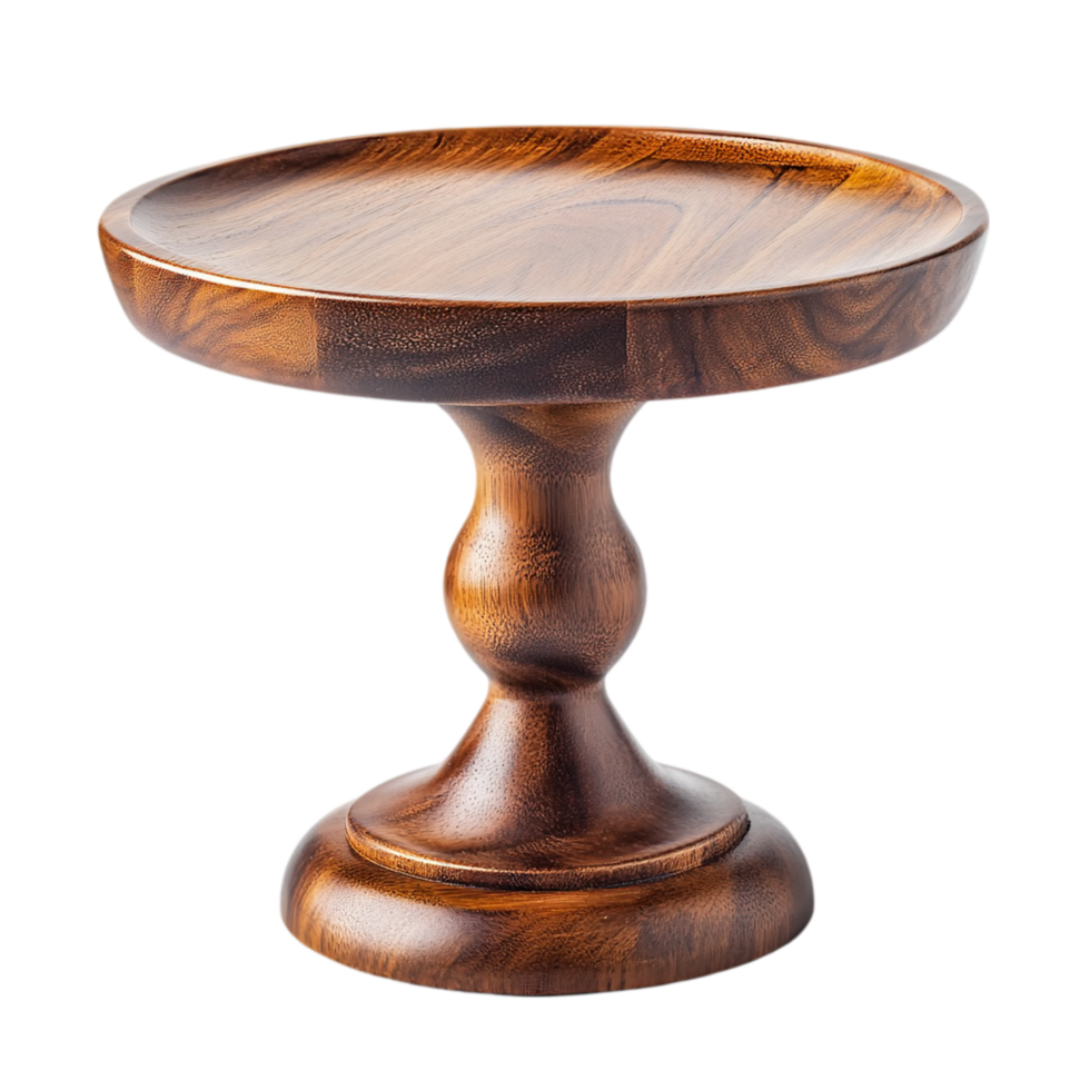 Wooden stand dessert display pedestal serving tray isolated on transparent background png