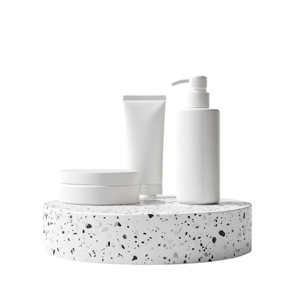 A white container with a bottle of lotion and a tube of toothpaste png