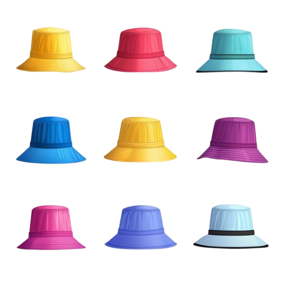 Colorful bucket hats png