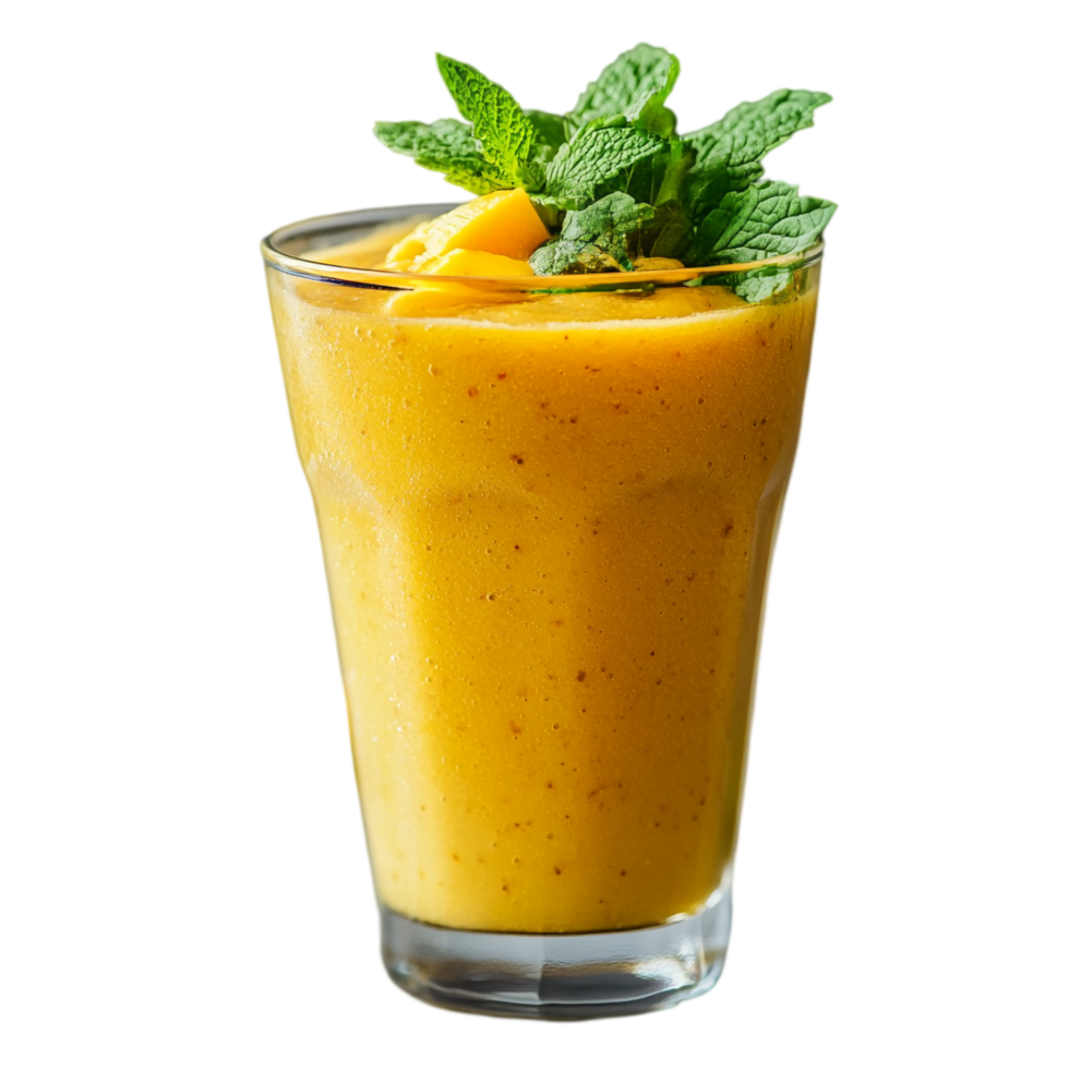 Refreshing Mango Smoothie with Fresh Mint Garnish Isolated on Transparent Background png